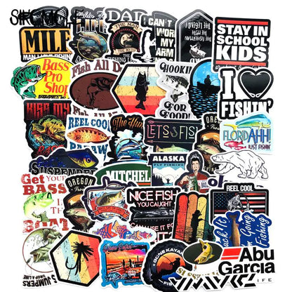 10/30/50PCS Travel Fisherman Go Fishing Outdoor Sticker