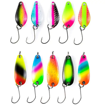 Colorful Single Hook Fishing Spoons 5-10 Pieces